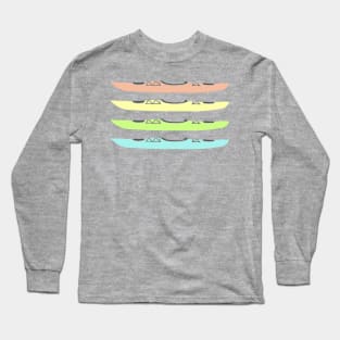 Pastel Rainbow Colored Kayaks Long Sleeve T-Shirt